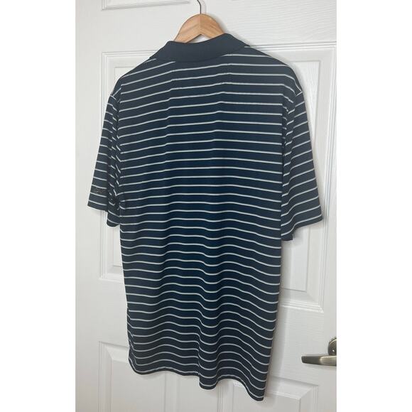 Greg Norman Men's Play Dry Navy Blue and White Striped Golf Polo Size Large - Picture 7 of 9
